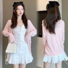 Spaghetti Strap Mini Mermaid Dress / Cardigan