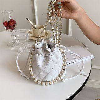 Faux Pearl Chain Bucket Bag