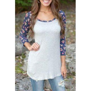 Floral Print Raglan Long-sleeve T-shirt