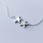 925 Sterling Silver Rhinestone Star Pendant Necklace As Shown In Figure - One Size