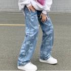 High-waist Print Jeans