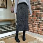 Crinkled Dotted Midi Skirt Black - One Size