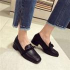 Low-heel Bow-accent Stitched Loafers