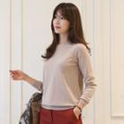 Crew-neck Colored Wool Blend Knit Top