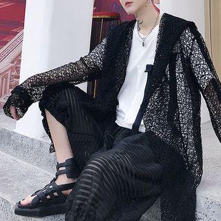 Hooded Open Front Mesh Jacket