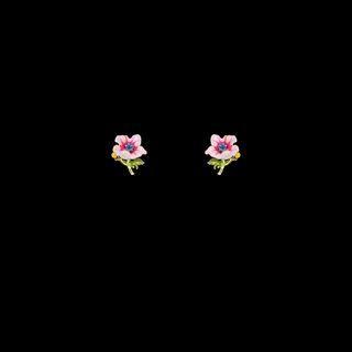 Flower Stud Earring 1 Pair - S925 Silver Needle Earrings - One Size