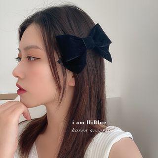 Set Of 2: Bow Hair Clip 1 Pair - Bow - Black - One Size