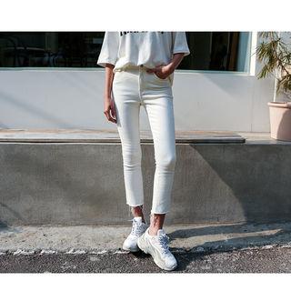 Brushed-fleece Lined Fray-hem Pants