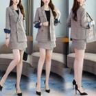 Set: Double Breasted Plaid Blazer + Mini Wrap Skirt