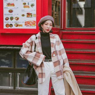 Loose-fit Textured Plaid Jacket