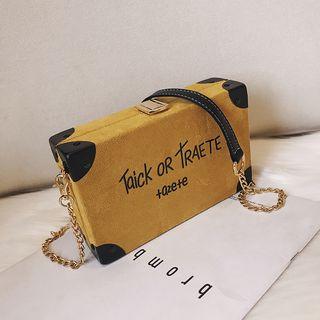 Faux Suede Box Satchel With Chain Strap