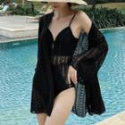Spaghetti Strap Lace Swimsuit / Cover-up Jacket / Set