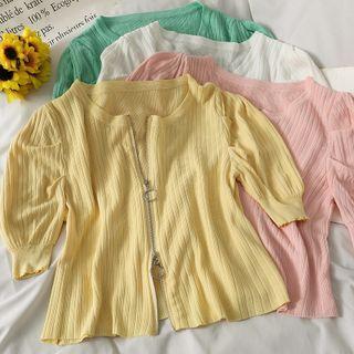 Details Zipper Ribbed T-shirt In 5 Colors