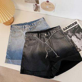 Chained Gradient Denim Shorts