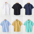Button-down Short-sleeve Pintuck Shirt