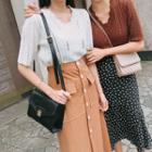 Short-sleeve Pointelle Cable-knit Top