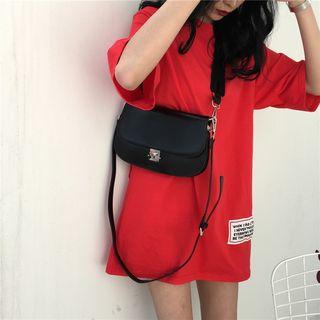 Lettering Applique 3/4 Sleeve T-shirt Dress