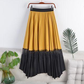 Two-tone Midi Pleated Skirt