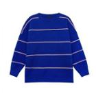Round Neck Stripe Loose Fit Sweater Stripe - Blue - One Size