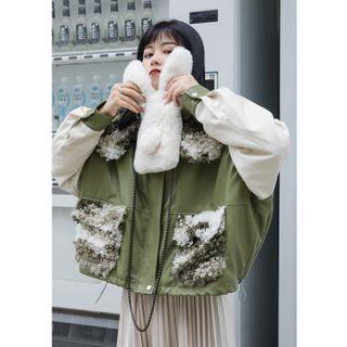 Fluffy Panel Zipped Jacket