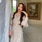 V-neck Floral A-line Dress As Shown In Figure - One Size