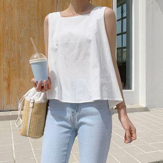 Square-neck Sleeveless Tie-back Top