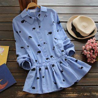 Long-sleeve Whale Patterned Dress