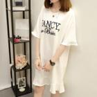 Lettering Embroidered Short-sleeve T-shirt Dress
