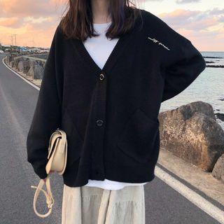 Embroidered V-neck Oversize Cardigan