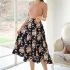 Tall Size Floral A-line Midi Skirt