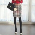 High-waist Plaid Skirt With Belt