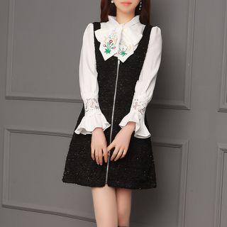Glittered Zip Front Pinafore Dress