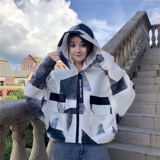 Patterned Zip Jacket As Shown In Figure - One Size