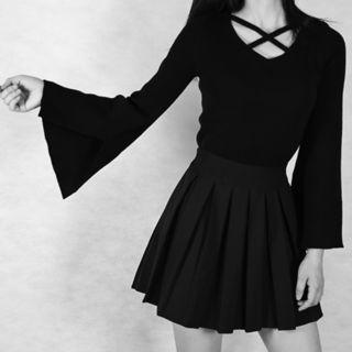 Bell-sleeve Crisscross Front T-shirt