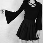 Bell-sleeve Crisscross Front T-shirt