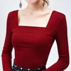 Long-sleeve Square-neck Dance Top
