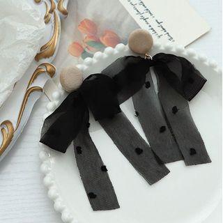 Dotted Ribbon Drop Earring / Clip-on Earring
