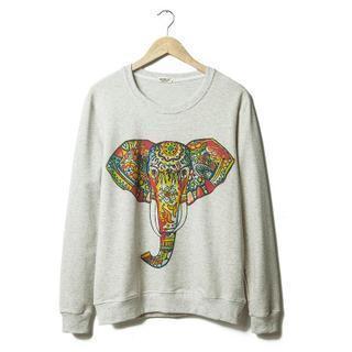 Elephant Print Pullover