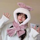 Fluffy Bow Hooded Scarf