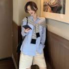 Pocket Detail Shirt / Striped Cape
