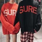 Lettering Couple Matching Oversized Sweater