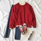 Bell-sleeve T-shirt / Plain Sweatshirt