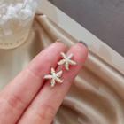 925 Sterling Silver Faux Pearl Starfish Earring 1 Pair - As Shown In Figure - One Size