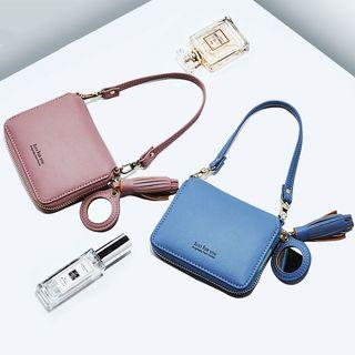 Lettering Zip Wallet With Strap