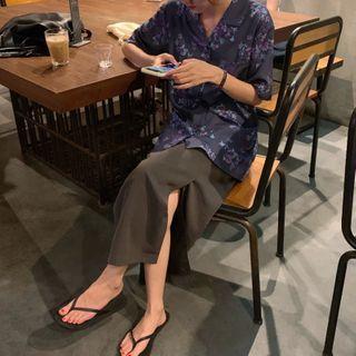 Short-sleeve Floral Print Shirt / Maxi Skirt