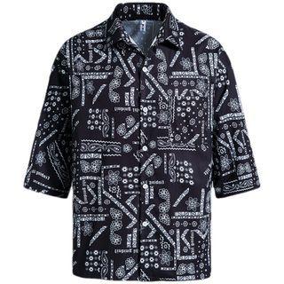3/4-sleeve Paisley Print Shirt