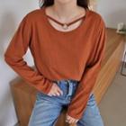 Choker Round-neck Long-sleeve T-shirt