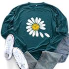 Daisy Round-neck Long-sleeve Large Size T Shirt