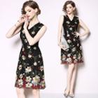 Sleeveless Floral Embroidery Dress