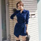 Wrap-front Corduroy Mini Shirtdress